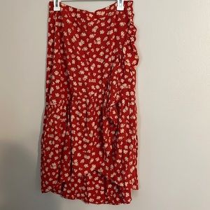 Madewell Red Floral Skirt Size 10